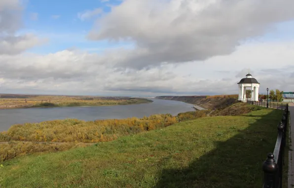 Осень, река, ротонда, берега, Иртыш, Тобольск
