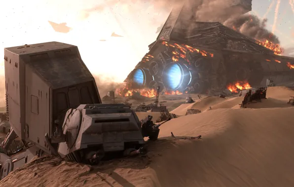 Пустыня, битва, шутер, Star Wars Battlefront, EA DICE