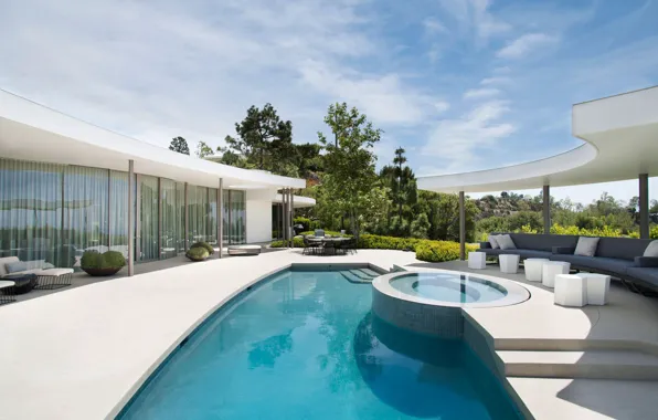 Стиль, вилла, бассейн, Калифорния, архитектура, терраса, Beverly Hills