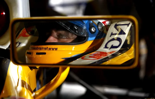 Отражение, Зеркало, Formula 1, alonso