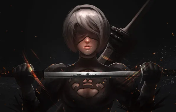 Девушка, Рисунок, Меч, Android, Арт, Illustration, Characters, Game Art