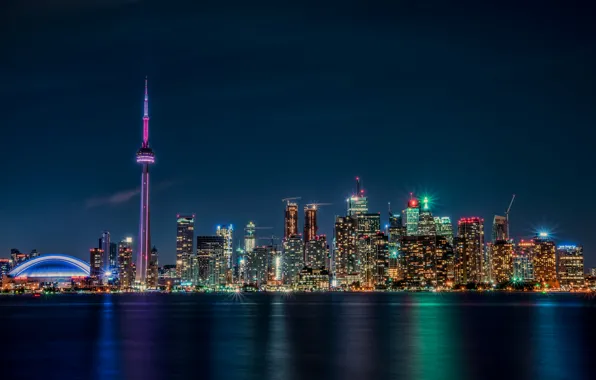 Картинка ночь, огни, Канада, Онтарио, Торонто