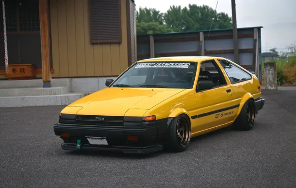 Drift, japan, toyota, jdm, tuning, ae86, front, race