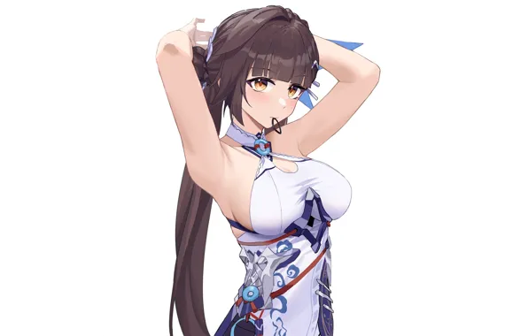 Girl, sexy, long hair, dress, anime, pretty, hair, big boobs