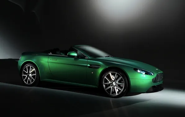 Зелень, фон, Aston Martin, астон мартин, родстер, кабриолет, Vantage S Roadster