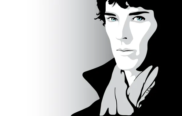 Взгляд, Шерлок Холмс, Бенедикт Камбербэтч, Benedict Cumberbatch, Sherlock, Шерлок, Sherlock BBC, векторная графика