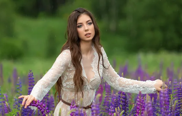 Картинка лето, девушка, цветы