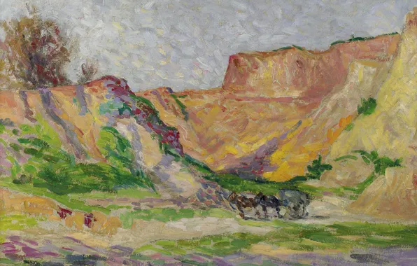 Пейзаж, картина, Максимильен Люс, Maximilien Luce, Окраина Рольбуаза. Повозка в Песчаном Каръере