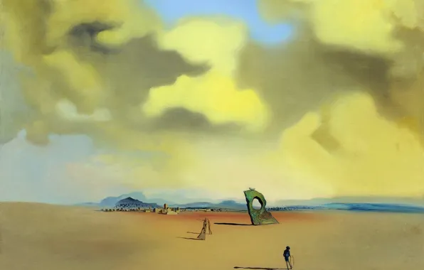 Сюрреализм, картина, Сальвадор Дали, Salvador Dali, Призрак Вечером на Пляже