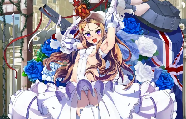 Girl, sexy, cleavage, thighhighs, long hair, dress, boobs, anime