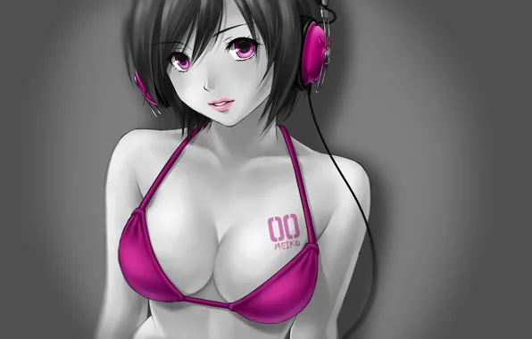 Anime, headphones, girl, meiko, vocaloid, fiusha