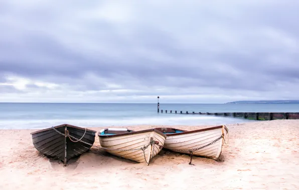 Море, берег, лодки, England, Bournemouth