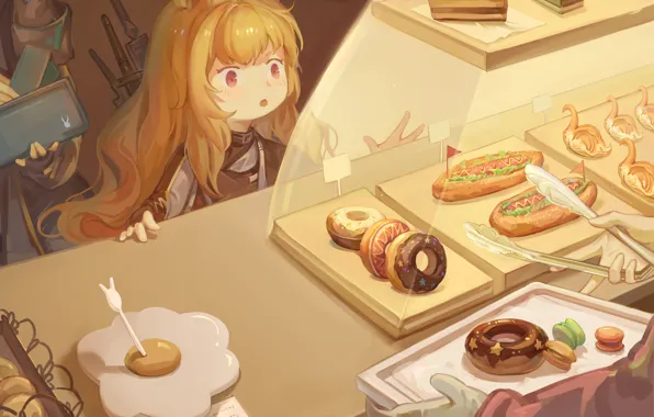 Девочка, сладости, кондитерская, Arknights, Ceobe