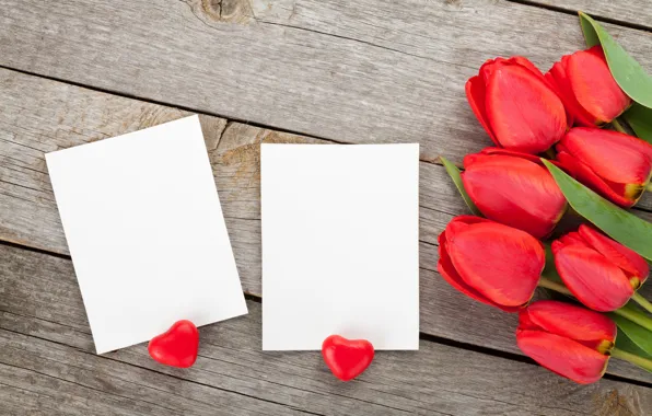 Картинка сердечки, тюльпаны, red, love, romantic, hearts, tulips, valentine's day