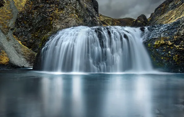 Картинка водопад, Robert Didierjean, скалы, Исландия