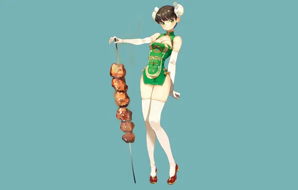 Girl, sexy, cleavage, thighhighs, green eyes, dress, legs, boobs