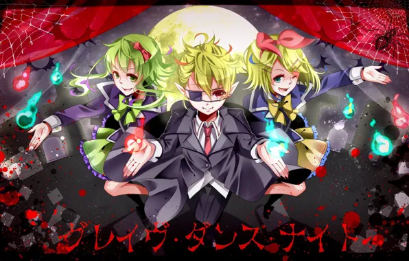 Девушка, магия, паутина, парень, Vocaloid, Вокалоид, Кагомине Лен, Кагомине Рин
