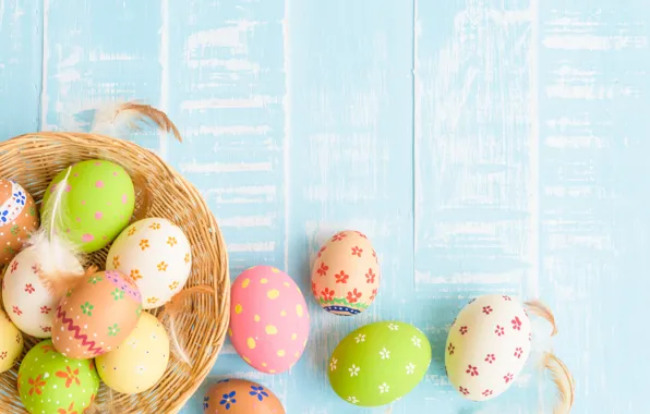 Яйца, Пасха, happy, wood, blue, eggs, easter, decoration
