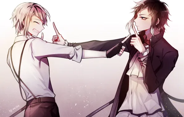 Парни, Bungou Stray Dogs, Бродячие Псы: Литературные Гении, Акутагава Рюноске, Атсуши Накаджима
