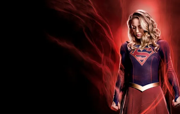 Девушка, сила, чёрный фон, Supergirl, Supergirl (сериал)