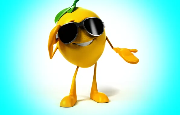 Улыбка, фон, лимон, очки, lemon, smile, background, glasses