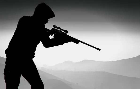 Картинка мужчина, снайперская винтовка, gta, Grand Theft Auto