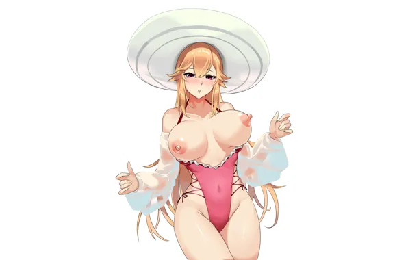 Girl, sexy, long hair, nipples, boobs, anime, beautiful, red eyes