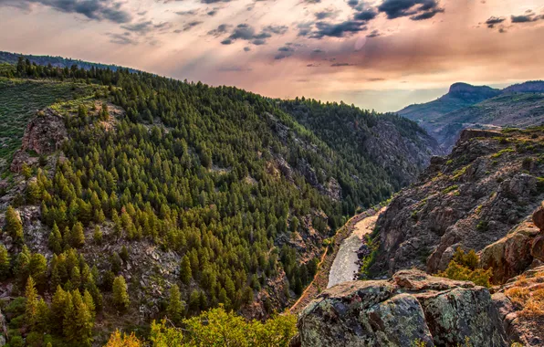 Пейзаж, горы, природа, каньон, Colorado, Black Canyon, by the Blue Mesa Reservoir, Gunnison