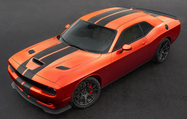 Dodge, Challenger, вид сверху, Hellcat, SRT