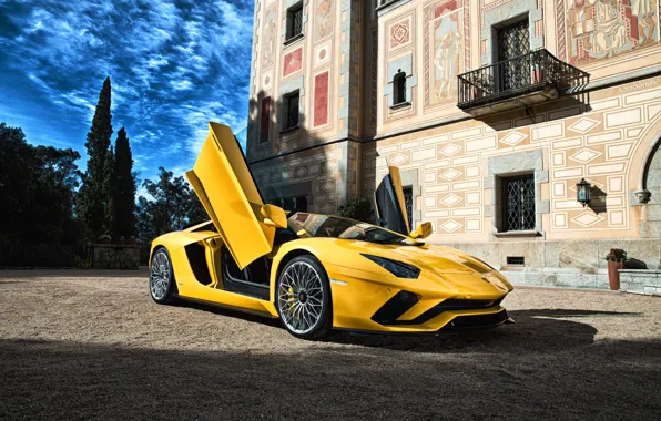 Lamborghini, суперкар, желтая, Aventador, ламборгини, авентадор