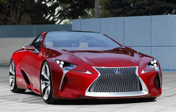 Машина, Lexus, красная, LF-LC Sports Coupe Concept