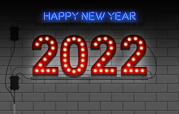 Картинка праздник, новый год, Happy New Year, с новым годом, Merry Christmas, кирпичная стена, 2022, Feliz …