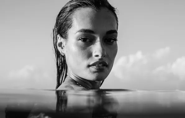 Взгляд, вода, поза, отражение, модель, портрет, Victoria's Secret, Gizele Oliveira