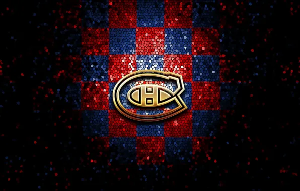 Wallpaper, sport, logo, NHL, hockey, glitter, checkered, Montreal Canadiens