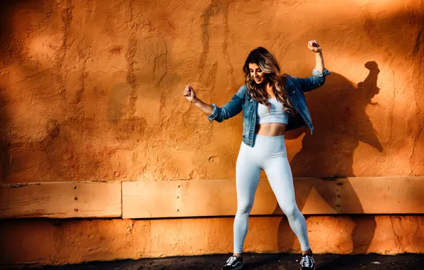 Girl, Wall, Women, Happy, Leggings, Donald Giannatti, Dacne