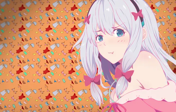Взгляд, фон, девочка, Eromanga Sensei
