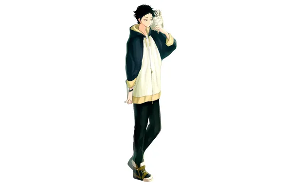 Сова, минимализм, парень, Волейбол, Haikyuu, Акааши Кейджи