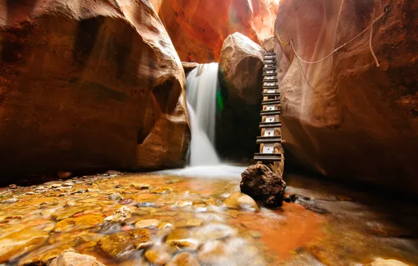 Nature, waterfall, utah, canyons