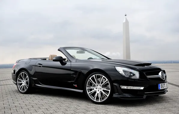 Картинка Mercedes-Benz, Черный, Колеса, кабриолет, Brabus, AMG, SL65, Передок