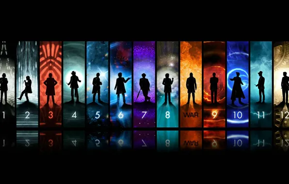 Картинка арт, цифры, сериал, силуэты, Doctor Who, Доктор Кто