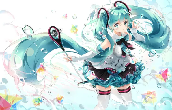 Вода, девушка, капли, vocaloid, hatsune miku, anime, art, kyod+