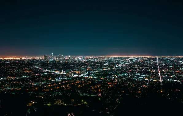 Картинка Dark, City, Los Angeles, California, Skyscrapers, Ligth, Nigth