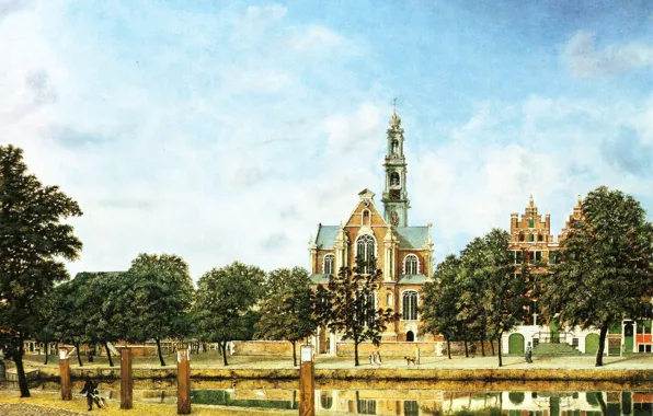 Картина, городской пейзаж, Jan van der Heyden, Ян ван дер Хейден, Вид на Вестеркейк в …