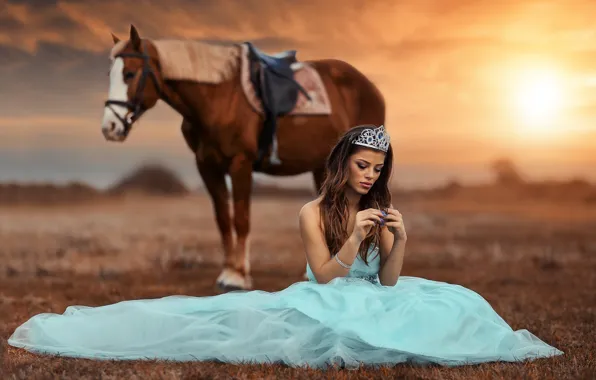 Картинка девушка, лошадь, Alessandro Di Cicco, The Princess