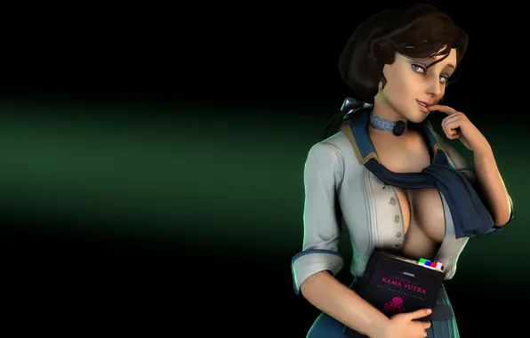 Грудь, девушка, книга, BioShock Infinite, elizabeth, камасутра