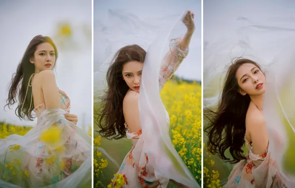 Beautiful, Asian, Model, Flowers, Woman, Cute, Pretty, Petite