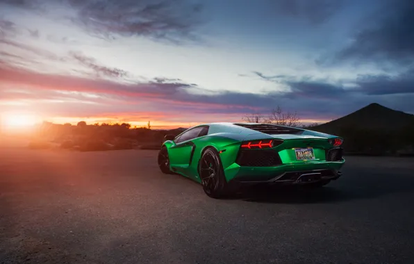 Green, supercar, Lamborghini Aventador