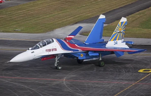 Картинка истребитель, российский, многоцелевой, Су-30, двухместный
