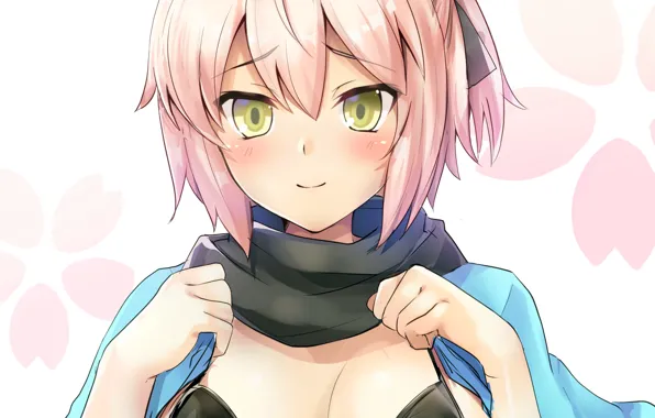 Girl, sexy, cleavage, blouse, pink hair, boobs, anime, beautiful