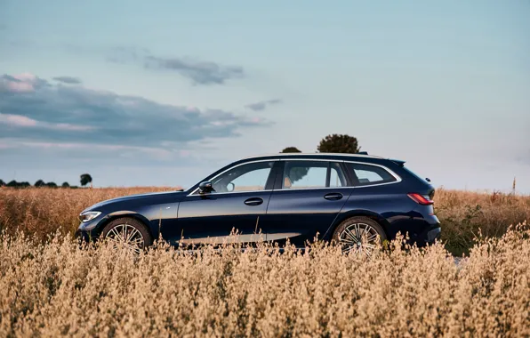 BMW, 3-series, универсал, в профиль, тёмно-синий, 3er, 2020, G21
